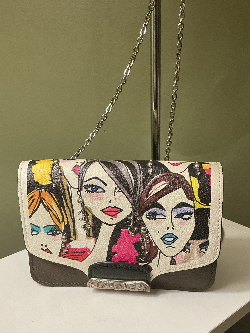 Brighton Downtown Girls Snappy Minibag Leather Crossbody Bag Tom Clancy Art